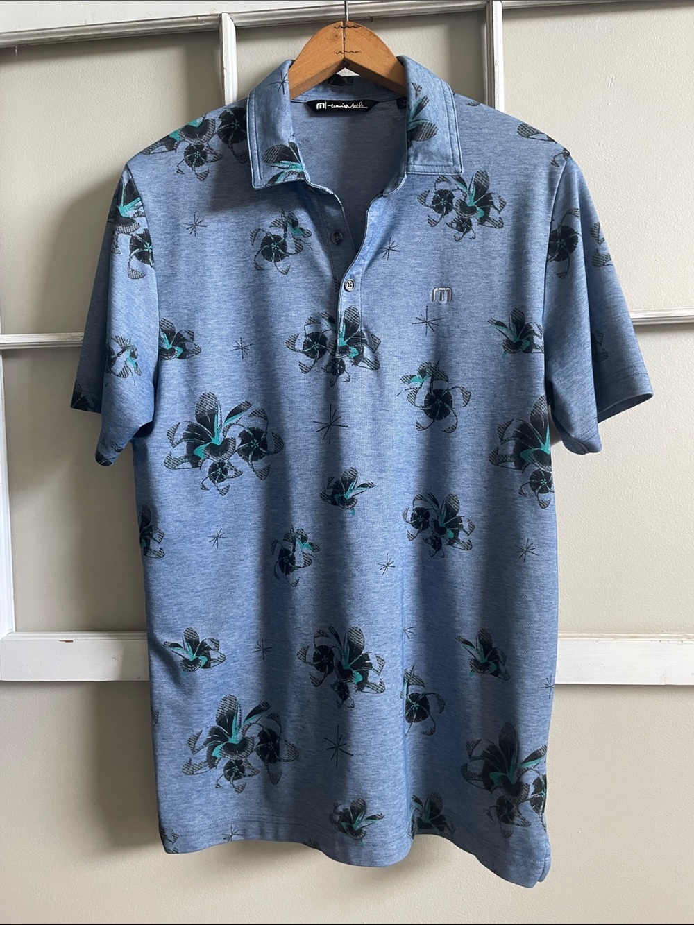 Travis Mathew Men's Blue Floral Polo Shirt